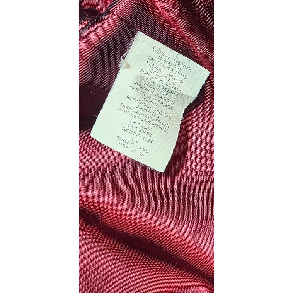 bebe Y2K Pantsuit Womens Red Wool Blend Blazer Wide Leg Pants 2 Piece Vintage - Picture 11 of 16